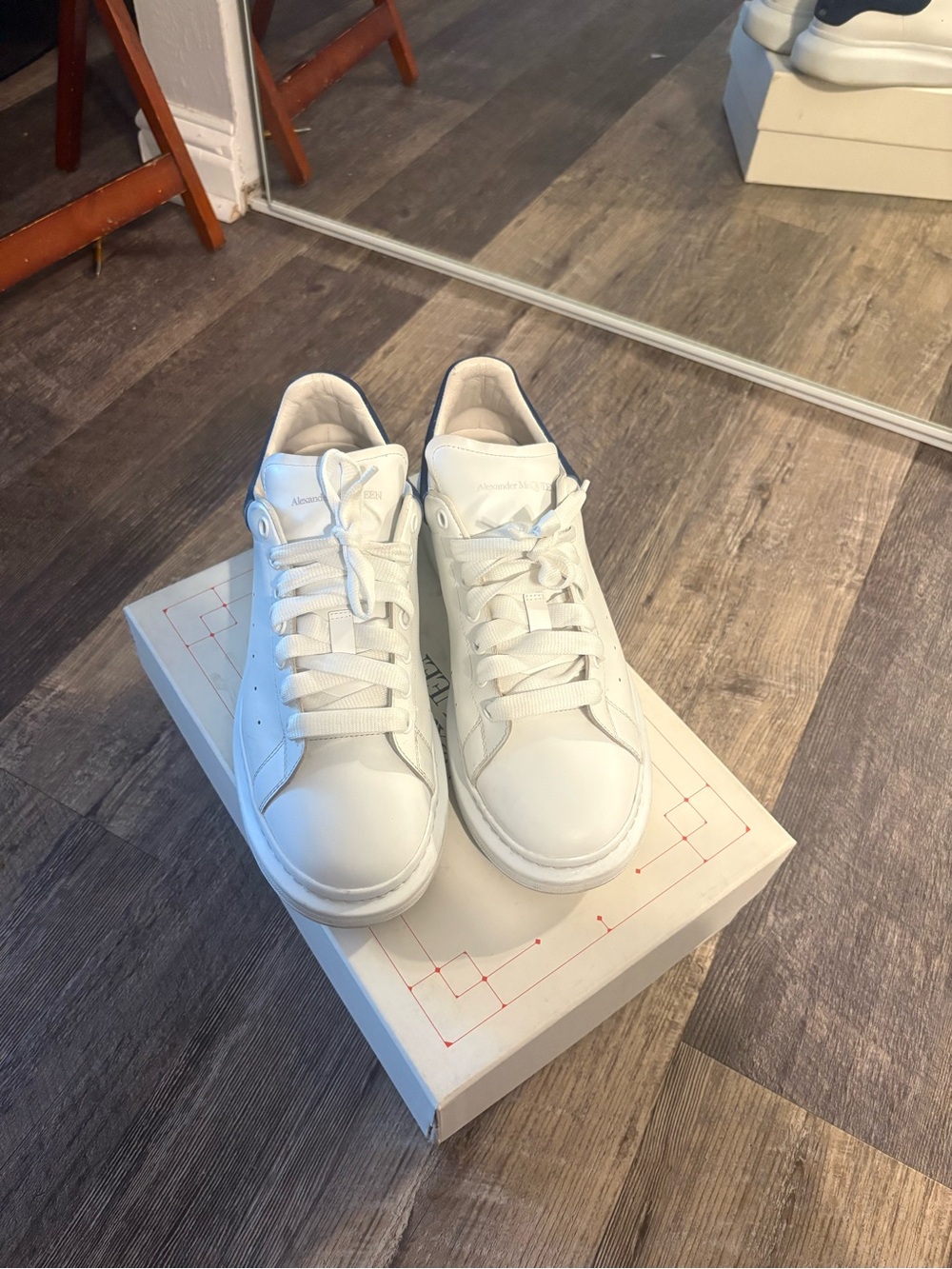 Alexander McQueen White Leather Low-Top Sneakers